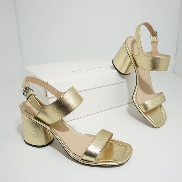 🆕 Marc Jacobs Ankle Strap Heels Sandals Gold 8 M - Picture 3 of 6